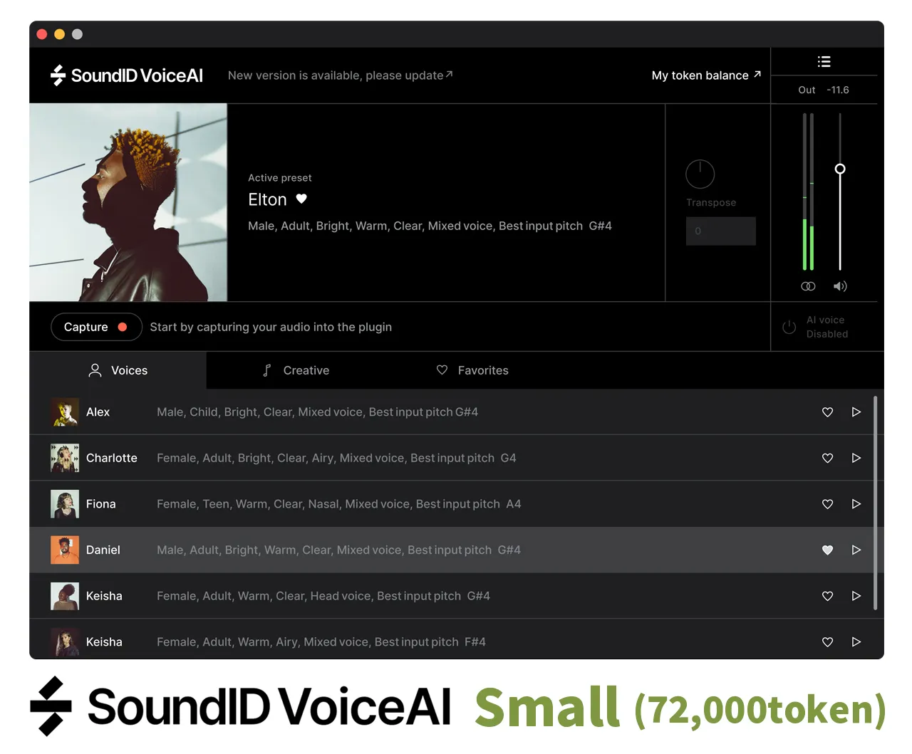 SoundID VoiceAI Small Token Pack（約120分／72,000トークン）
