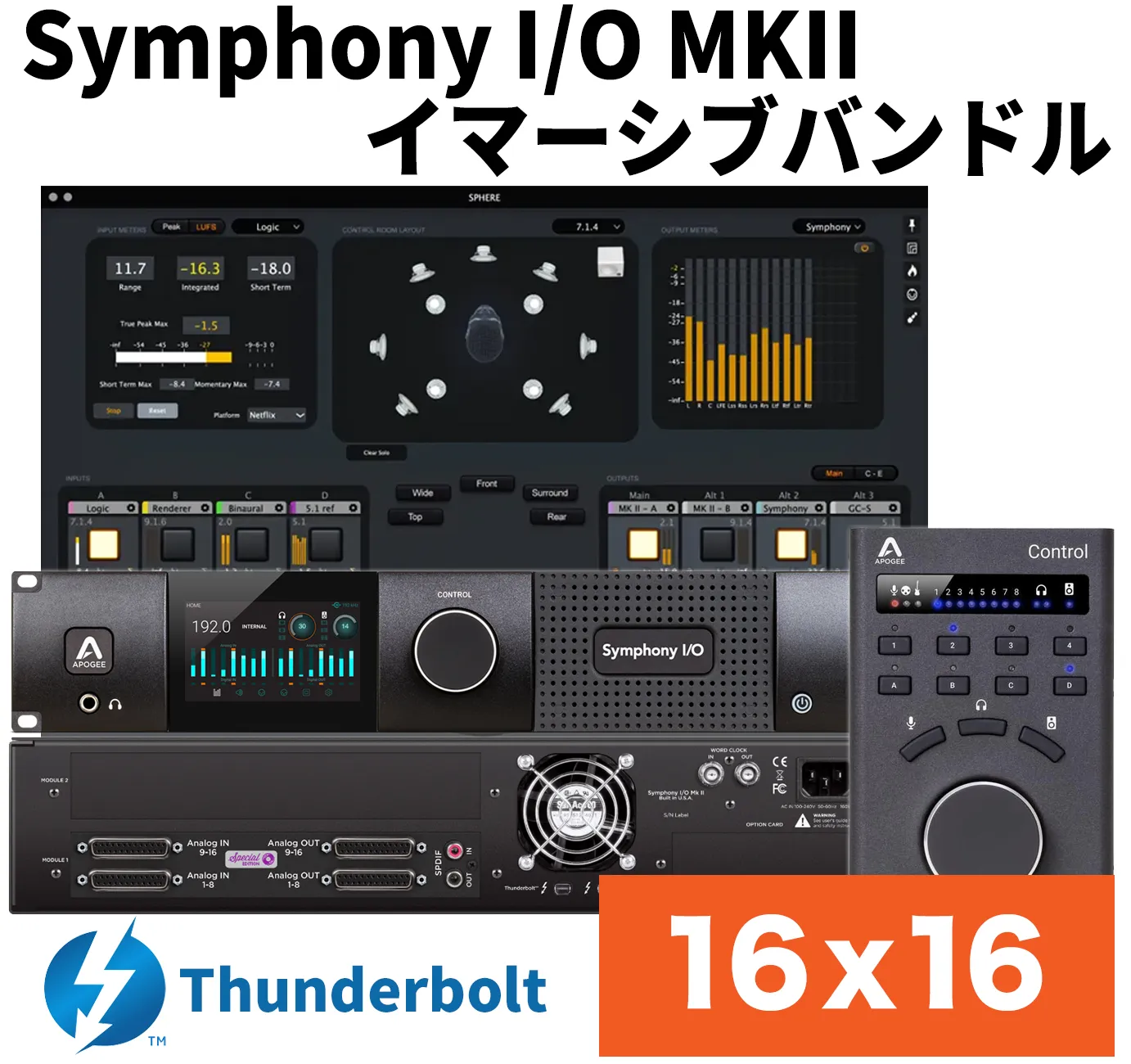 Symphony I/O MKII イマーシブバンドル（Thunderbolt接続／16イン16アウト／ベースマネージメントキット）